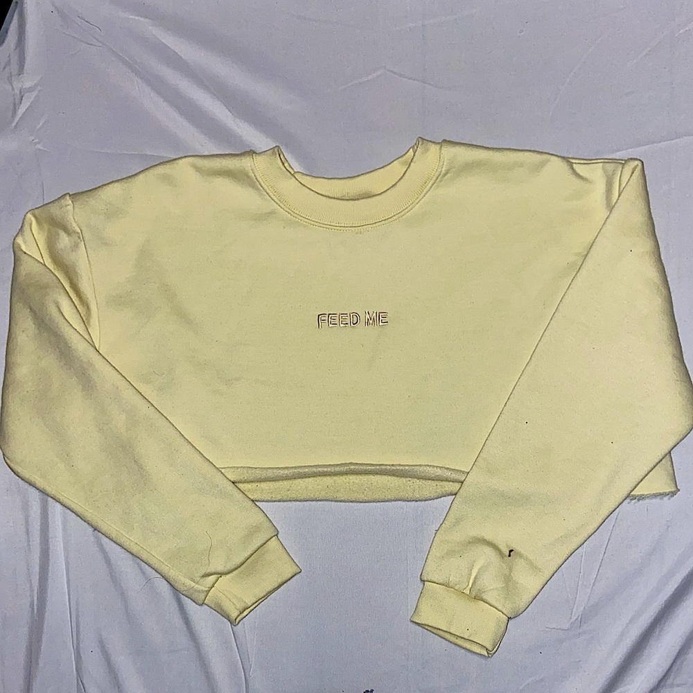 GRACE fit UK cropped yellow feed me sweatshirt